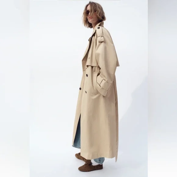 New ZARA Gabardine Trench Coat - Picture 3 of 9